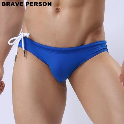 BRAVE PERSON Mens New Nylon Solid Beachwear Briefs Bikini Men Low Rise Sexy Briefs 8 Color B1156