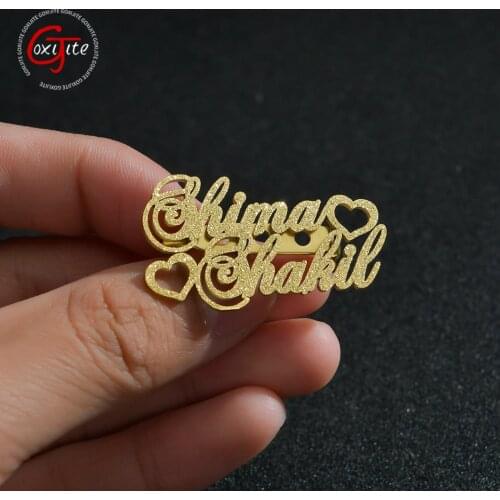 Goxijite Custom Frosted Name Brooch Pin Badges For Women Men Stainless Steel Nameplate Lapel Pins Brooches Jewelry Party Gift