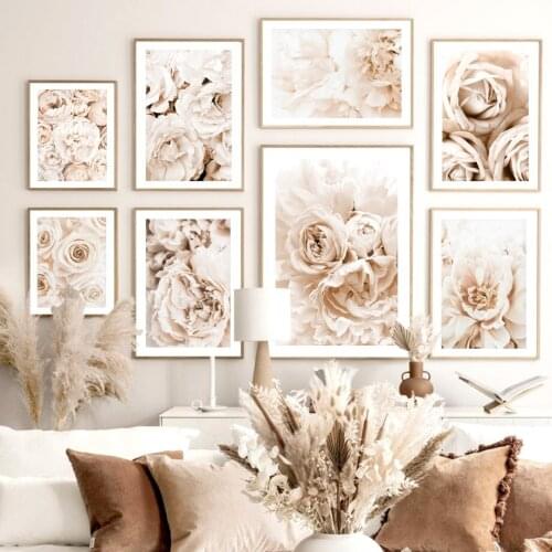 Blooming Floral Wall Art Canvas Painting Garden Rose Peony Flower Nordic Posters And Prints Wall Pictures For Living Room Decor