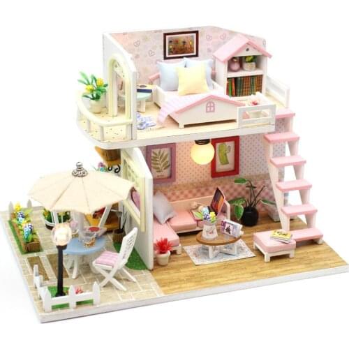 DIY Dollhouse Loft 3D Wooden Miniature Dollhouse With Furnitures Mini Exquisite Apartment Model DIY Kit For Children 6 Or Above