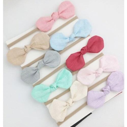 Handmade Boutique Nylon Headband with Fabric Bow for Baby Girls Hair Accessories Hair Flowers Head Band Wholesales