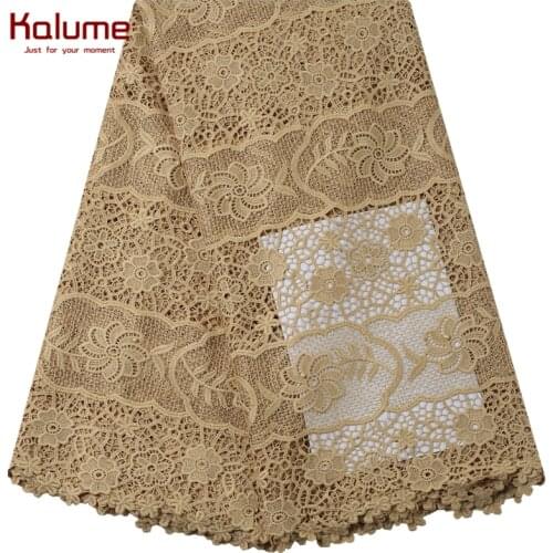 Kalume 2021 High Quality African Guipure Cord Lace Fabric Stoned Water Soluble Cord Lace For Nigerian Wedding Party Dress F2193