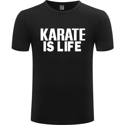 Karate is Life Simple Letter Mens Men T Shirt Tshirt Summer New Short Sleeve O Neck Cotton Casual Sport Fitness T-shirt Top Tee