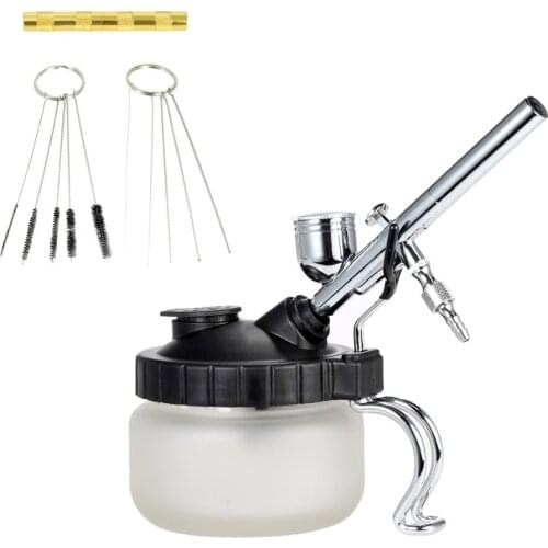 KKmoon Airbrush Cleaning Pot Air-Brush Holder aerografo Clean Paint Jar Bottle Spray Gun Wash Tools Needle Nozzle Brush Set