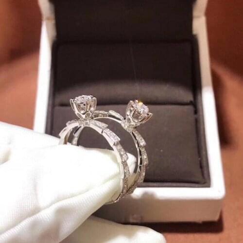 Classical Jewelry Brand New Snake Ring 925 Sterling Silver Pave White Clear 5A Cubic Zirconia Wedding Bridal Ring for Women