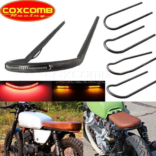For Yamaha SR125 SR250 SR400 SR500 XJ550 XJ650 XS650 Cafe Racer 7/8" Tube Rear Seat Hoop Loop LED Tail Brake Turn Signal Light
