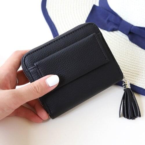 Women Girl Mini Tassel Short Wallet Coin Purse Credit Card Holder Organizer Pocket Classic Solid Purses New Fashion Wallets