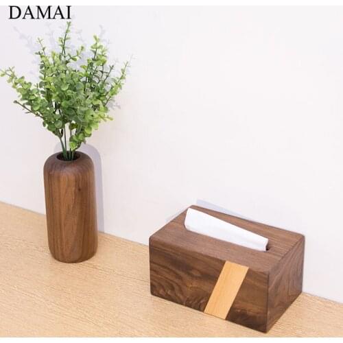 Black Walnut Tissue Boxes Minimalist Solid Wood Napkin Holder Desktop Paper Towel Storage Box Dinner Table Napkins Organizer