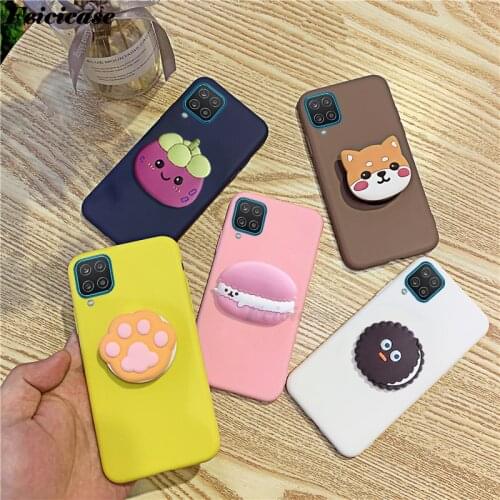 Cartoon Phone Holder Case For Samsung Galaxy A12 5G Cover Silicone Cute Stand Case For Galaxy A12 SM-A125 SM-A125M SM-A125N