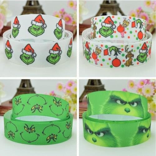 10 Yards 22mm 7/8" Christmas pretty Printed grosgrain ribbon hair bow Headwear DIY hair accessories retail