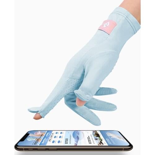 Summer Thin Anti-Ultraviolet Sunscreen Gloves Female Driving Outdoor Riding Silicone Non-Slip Breathable Ice Silk Gloves Man