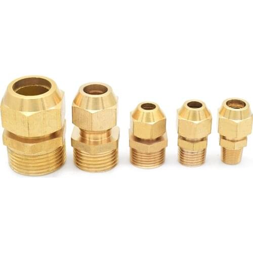 Copper flared pipe fittings 1/8" 1/4" 3/8" 1/2" Male thread 6mm 8mm 10mm 12mm Tube Air conditioning refrigeration pipe fittings