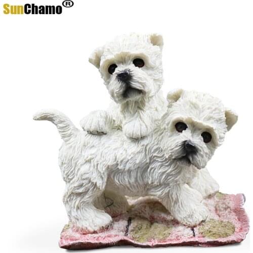 Fashion Simulation Model West Highland Dogs Figurines Miniatures Home Decoration Crafts New Murals Furnishing Accessories Crafts