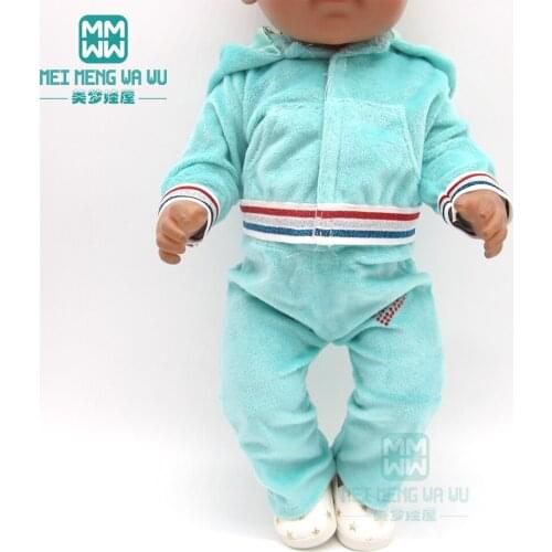 Doll Clothes Fashion Hooded Hot Rhinestone Sports Suit for 43 cm toy new born doll baby 18 Inch American doll Our Generation