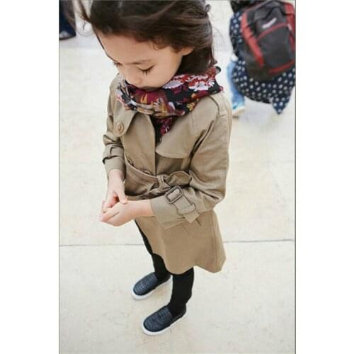 Fashion Double-Breasted Cotton Coats Cloak Girls Jackets New Kids Trench Coats Girls Long Cloak Autumn Children Clothing CC1471