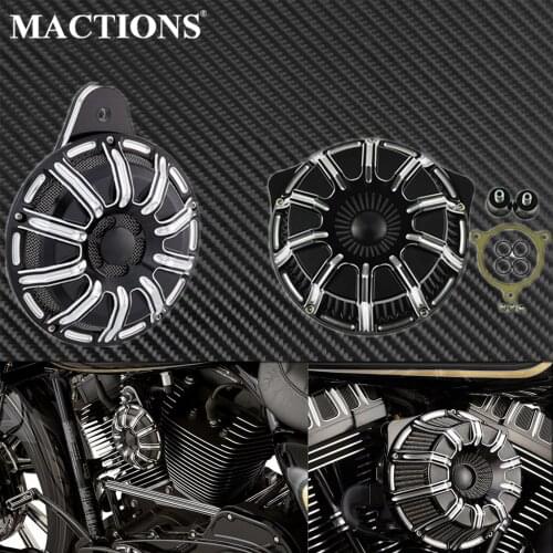 Motorcycle Black CNC Air Filter Horn kits Cover For Harley Touring FLHX FLHR Road King Street Electra Glide FLTRX 2017-2019
