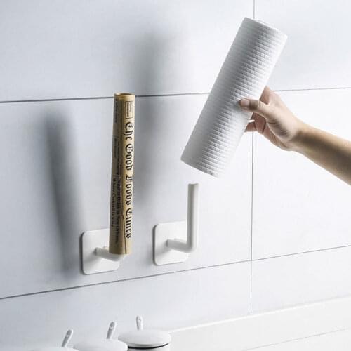 No Drilling Toilet Tissue Holder Hanger Paper Rack Wall Mount Bathroom Kitchen Storage Shelf Under CabinetRoll Paper Accessory