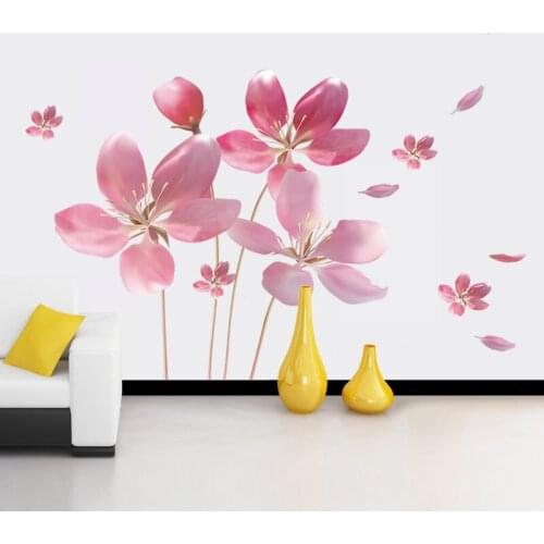 New 5D wall stickers Flying flowers PVC removable waterproof DIY stickers TV backdrop decorative painting creative wallpaper
