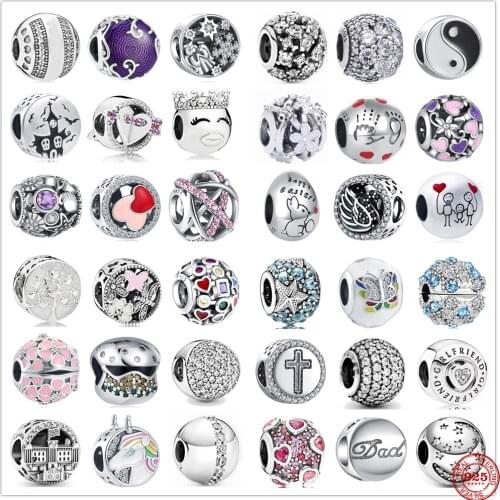 New Cute Prince Swan Cross Christ Life Tree Castle Charm DIY fine beads Fit Original Pandora Charms Silver 925 Bracelet Jewelry