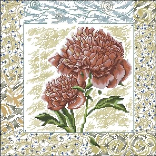 Peony blooming patterns Counted Cross Stitch 11CT 14CT 18CT DIY Cross Stitch Kits Embroidery Needlework Sets home decor