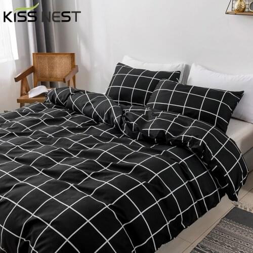 High Quality Black Plaid Pattern Solid Printed Style Super King Size,Duvet Cover Set,220x240 220x200,1/2Pillowcases Home Bedroom