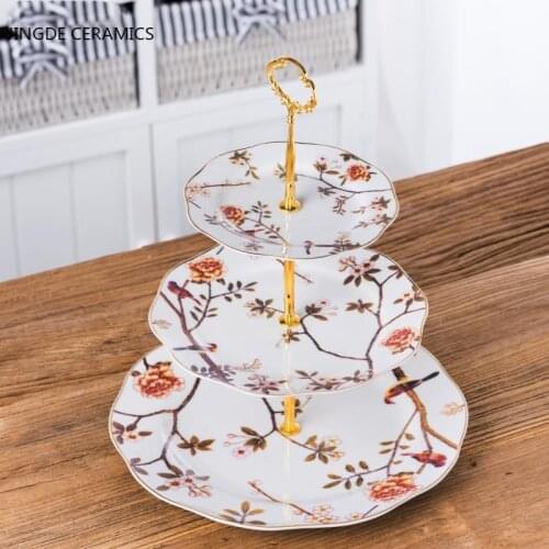 Direct sales new high-end pastoral wind wedding ceremony home magpie bird fruit cake dessert jewelry storage decorative tray