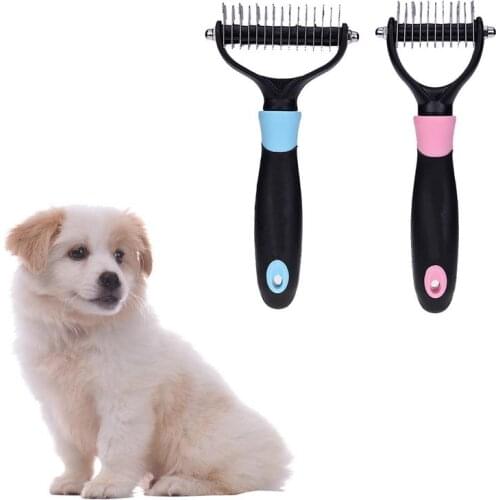 Pet Grooming Rake Dog Cat Hair Fur Shedding Trimmer Double Side Dog Comb Brush Tool Pet Solutions Knot Knife