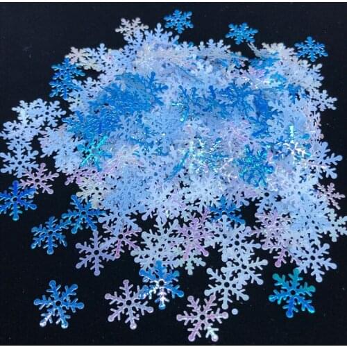 200/300pcs 2cm Christmas Ornament Snowflake Xmas Birthday Party Wedding Decoration Handmade Home Decor Color Glitter Accessory