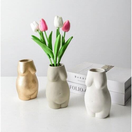 Nordic Ceramics Body Vases Bum Vase for Dried Flowers Bust Statue Vase Flower Insert Ornaments Frosted Home Flowers Ornaments