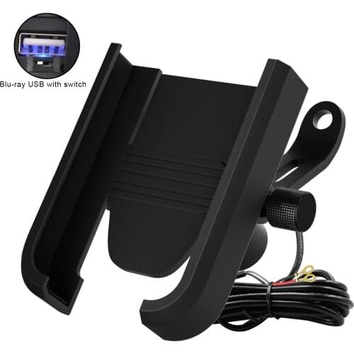 Aluminum Alloy Waterproof Motorcycle Mirror Phone Mount Charger USB Socket Mirror Mounted Phone Holder Charger 360 Rotation