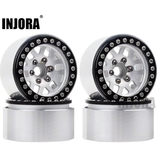 INJORA 4Pcs 1.9 Aluminum Alloy Beadlock 1.9" Wheel Rim Hub for 1/10 RC Crawler Traxxas TRX4 Axial SCX10&SCX10 II 90046 AX10 D90
