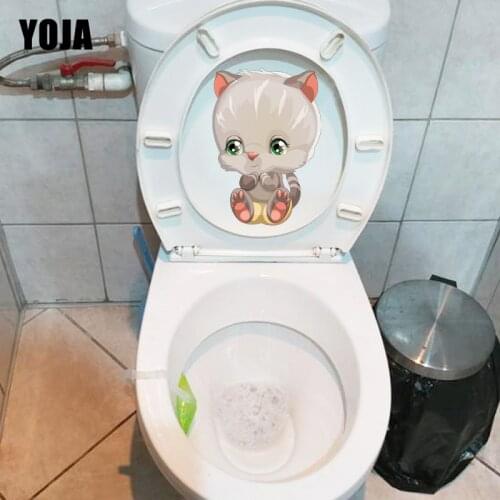 YOJA 16.4*23.6CM Cute Cat Cartoon Wall Stickers For Kids Rooms Decoration Home Toilet Decal T1-0213