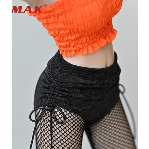 1/6 Scale Female Drawstring casual shorts Skinny shorts Elastic Drawstring Shorts Pants Black Fit 12" TBLeague Body