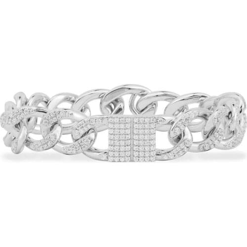 SLJELY Fashion Solid 925 Sterling Silver White Chain Link Bracelet with AAA Cubic Zirconia Women Luxury Brand Fine Party Jewelry