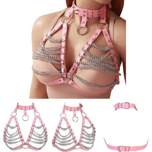 Harness Fashion Womens Belt Punk Rivet Accessories Sword Belt Corset Metal Chain Tops Pole Dance Rave Costume Sexy Lingerie