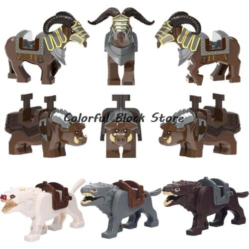 XH1536 XH1535 Animal Mounts Zoo Elephants Horses Anime Movies Series Soldier Tribes Building Block Accessories Children Toy Gift