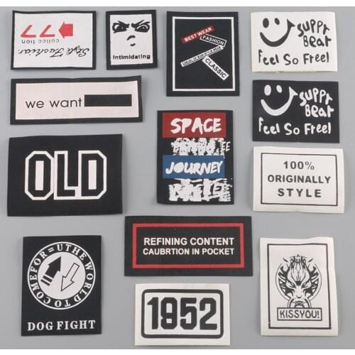 Embroidery Badge Black and White for Jacket Letter patches Embroidery Label DIY Clothes Sticker