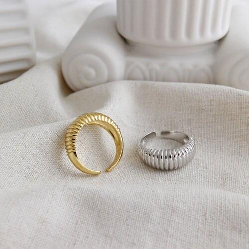1Pc Fashion Gold Metal Open Rings For Women Geometric Wave pattern Minimalist Finger Ring Party Jewelry Gifts