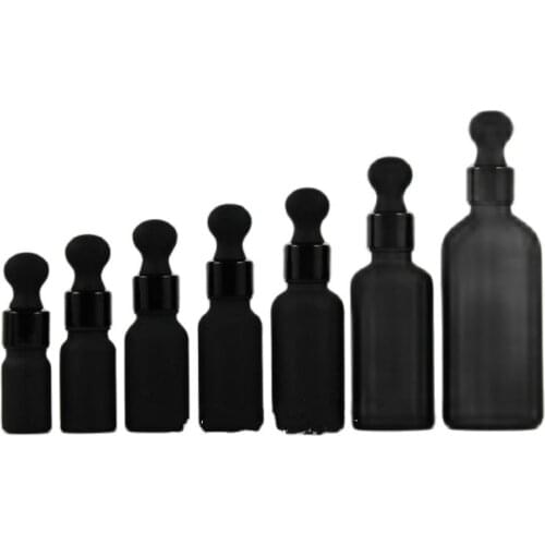 10pcs 20pcs Frosted Glass Matte Black Essential Oil Dropper Bottle Cosmetic Container Glass Pipette 100ml50ml30ml20ml15ml10ml5ml