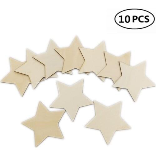 10pcs 80mm Wood Slices Wooden Stars Wood Star Slices Star Embellishments Wedding Crafts Making