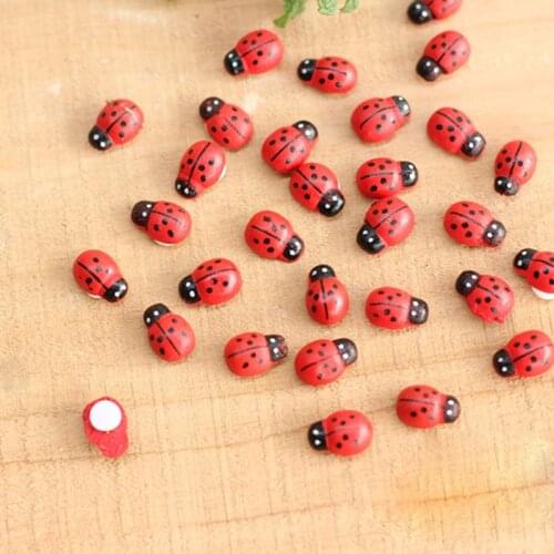 10Pcs Mini Ladybird Red Beetle Ladybug Fairy Doll House Garden Decor Ornament