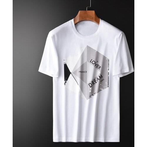 100% Cotton Mens Luxury Mercerized Round Collar Men Plus Size 3XL 4XL Slim Fit White Man T-shirts