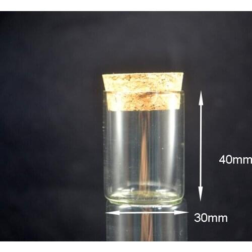 100pcs/lot 30*40mm Glass Vials Jars 15ml Test Tube With wooden Cork plug Empty Transparent Clear Bottles for jewelry finding