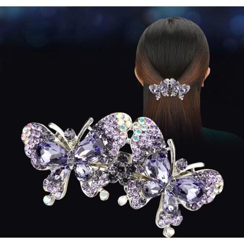2020 Fashion Rhinestone Butterfly Hair Clip Tiara Women Vintage Hairpin Barrette Headdress Crystal Hairpin Hair Accessories