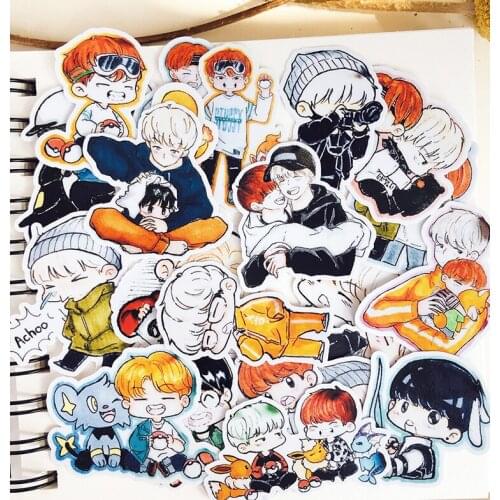 22PCS Cartoon trend star fashion boy Stickers Crafts And Scrapbooking stickers kids toys book Decorative sticker DIY Stationery