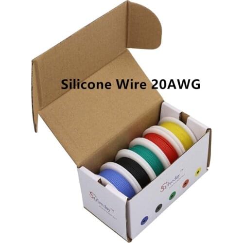 30m/box 98ft 20AWG Flexible Silicone Wire Cable 5 color Mix box 1 box 2 package Electrical Wire Line Copper