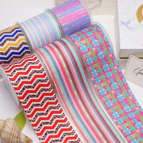 DIY Cartoon Stripe Printed Grosgrain Ribbon For Craft Supplies Sewing Accessories 5 Yards. 44231