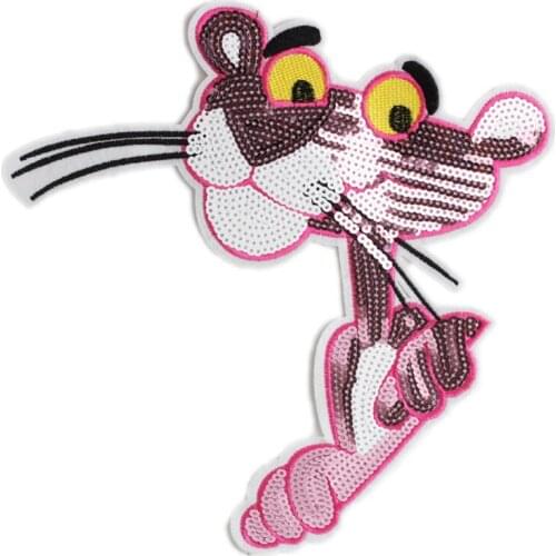 1Pc Tiger Applique Sequins Transfer Sticker Iron on Patch Diy Clothes for Sewing Crafts 26.2x24.6cm