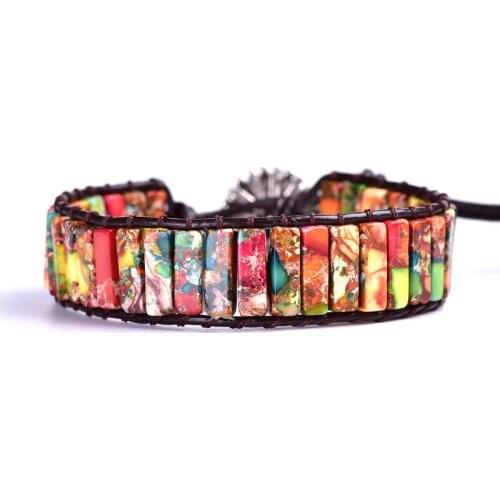 Bohemian Best Friend Bracelet From Natural Stones Leather Couple Fashion BOHO flower Jewelry Accessories Handmade Bracelet