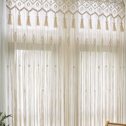 Bohemian Handmade Macrame Curtain Bohemian Wedding Backdrop 200x85cm Cotton Rope Photo Backdrop Home Room Wall Hanging Tapestry
